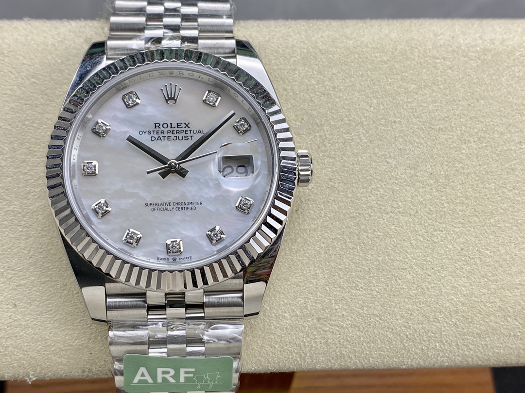 Rolex Datejust 41 Steel White Gold MOP Diamond Dial 126334 Men's Watch